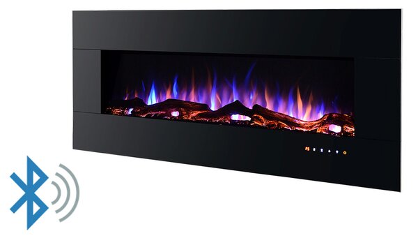 Camino Elettrico da Pavimento 52x127x11,5 cm Effetto Fiamma 1500W Advance Nero