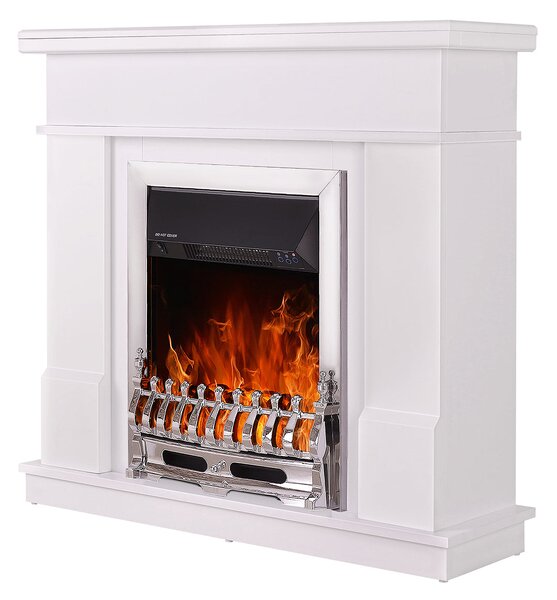 Camino Elettrico da Pavimento 100x103,4x30 cm Effetto Fiamma 2000W Rodos & Galileo Silver Bianco