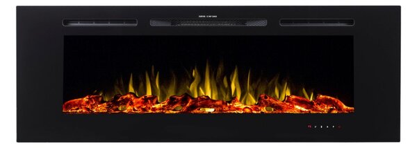 Camino Elettrico da Incasso 54,4x165,1x14 cm Effetto Fiamma 1500W Avalon Nero