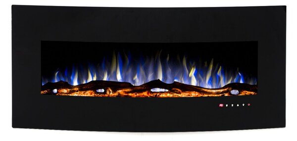 Camino Elettrico da Pavimento 55x122,2x15,7 cm Effetto Fiamma 1500W Archi Nero