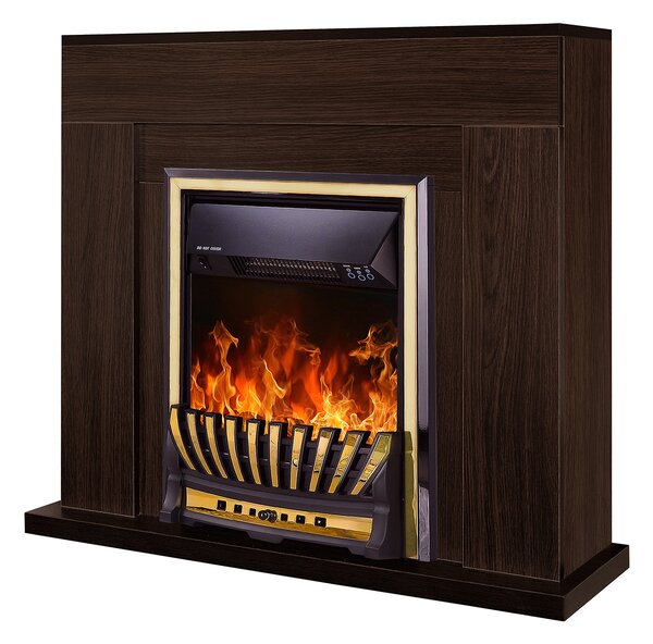 Camino Elettrico da Pavimento 85x95x30 cm Effetto Fiamma 2000W Arthur & Meridian Wenge