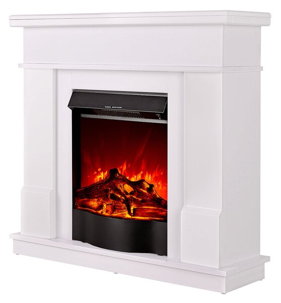 Camino Elettrico da Pavimento 100x103,4x30 cm Effetto Fiamma 1600W Rodos & Corsica Bianco