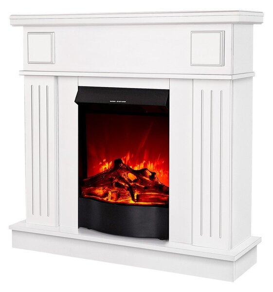 Camino Elettrico da Pavimento 99,7x103,4x27 cm Effetto Fiamma 1600W Marina & Corsica Bianco