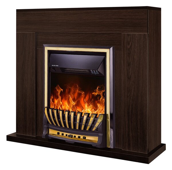 Camino Elettrico da Pavimento 85x95x30 cm Effetto Fiamma 2000W Arthur & Meridian Wenge