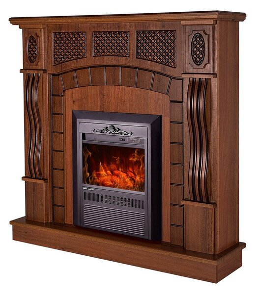 Camino Elettrico da Pavimento 112x115x30 cm Effetto Fiamma 2000W Amsterdam & Cristina Noce