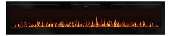 Camino Elettrico da Incasso 54,4x254x14 cm Effetto Fiamma 1500W Fiji Nero