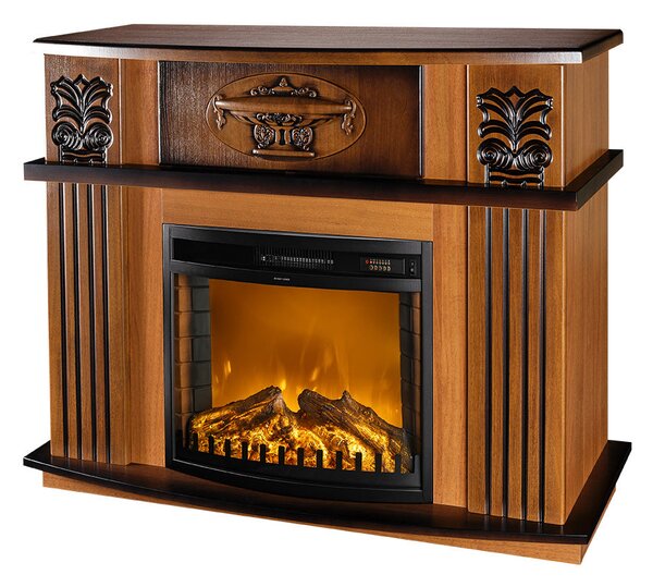 Camino Elettrico da Pavimento 96,3x120x31,8 cm Effetto Fiamma 1500W Roma mini & Zakinthos Noce