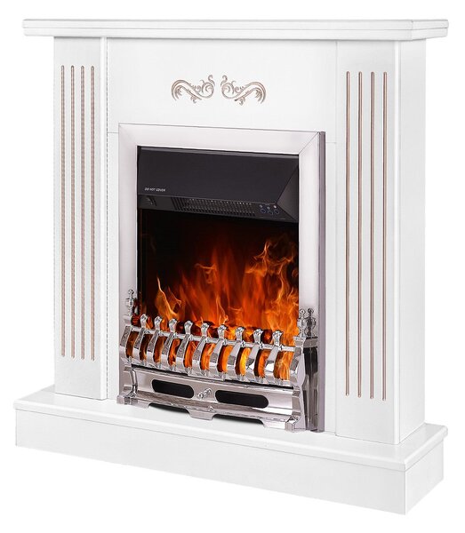 Camino Elettrico da Pavimento 90,5x94x26,5 cm Effetto Fiamma 2000W Smile & Galileo silver Bianco