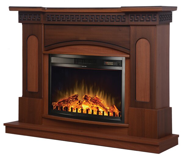 Camino Elettrico da Pavimento 102x130x33 cm Effetto Fiamma 1500W Franco & Zakinthos Noce