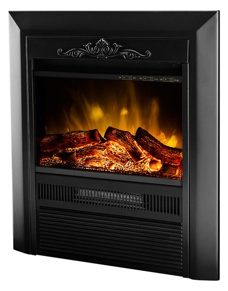 Camino Elettrico da Incasso 59x52,1x16,3 cm Effetto Fiamma 2000W Cristina Nero