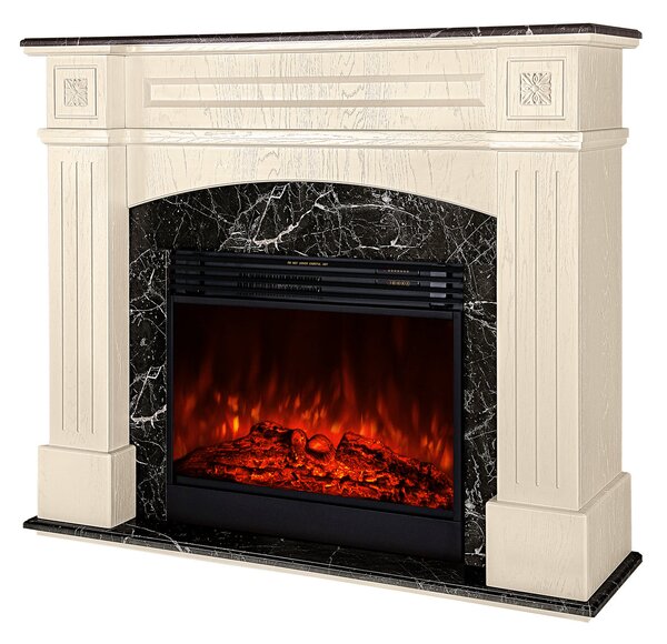 Camino Elettrico da Pavimento 110x130x35 cm Effetto Fiamma 1950W Josefina mini & Mirabella Ivory/dark gray