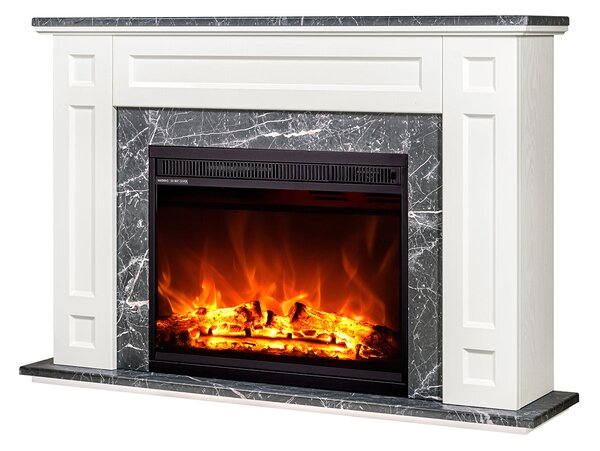 Camino Elettrico da Pavimento 78x115x27 cm Effetto Fiamma 1500W Frida & Lorance Ivory/dark gray
