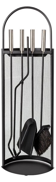 Set Camino 4 Pezzi 68x22 cm Scopino Paletta Attizzatoio e Pinza con Supporto Crash Black