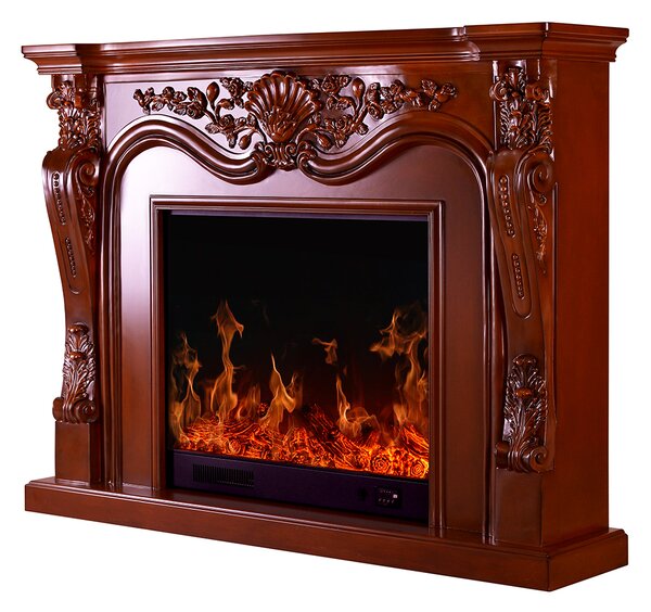 Camino Elettrico da Pavimento 120x160x33 cm Effetto Fiamma 1500W Avignon