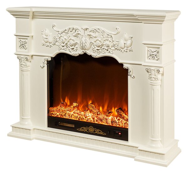Camino Elettrico da Pavimento 116x150x33 cm Effetto Fiamma 1500W Savage Marrone