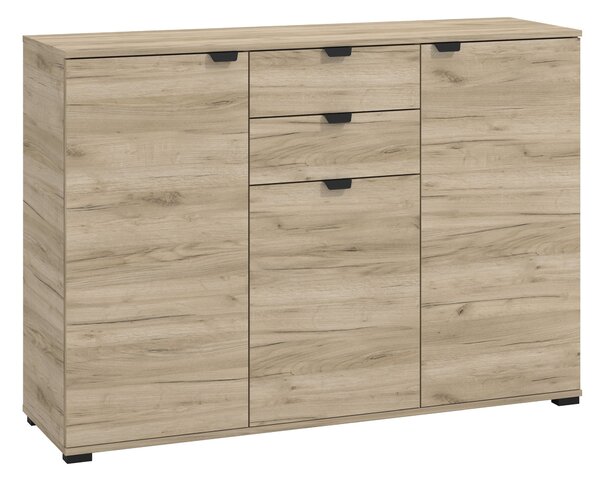 Mobile 3 Ante 2 Cassetti 135x40x95 cm in Laminato Effetto Quercia