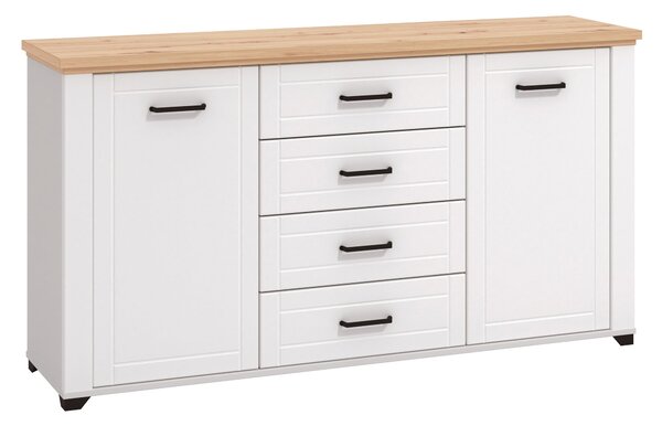 Mobile 2 Ante 4 Cassetti 161x41x85 cm Bianco Opaco