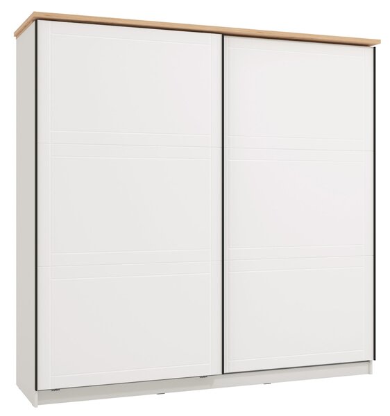 Armadio 2 Ante Scorrevoli 217x62x210 cm Bianco Laminato e Quercia