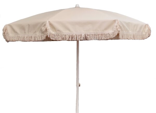 Ombrellone da Giardino Ø200 cm Telo in Poliestere Ecrù
