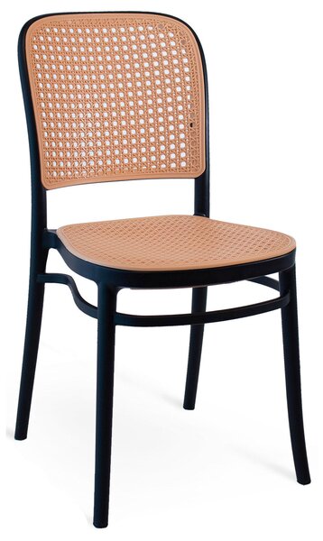 Sedia da Giardino 53x41x85 cm in Polipropilene Fantine Nera/Corda