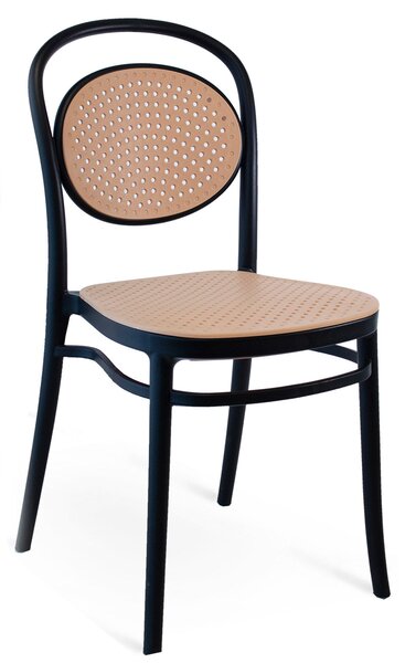 Sedia da Giardino 53x41x85 cm in Polipropilene Cosette Nera/Corda