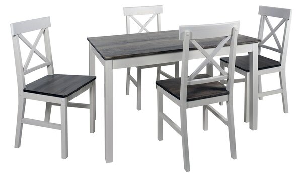 Set Woody Tavolo e 4 sedie Fumo Gambe Bianche