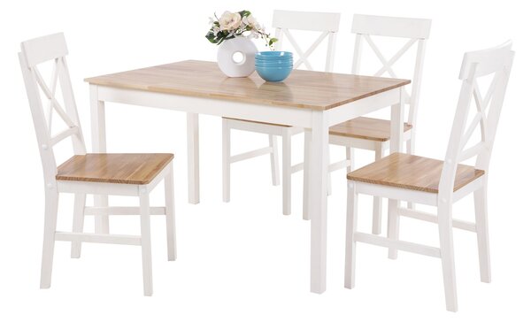 Set Woody Tavolo e 4 sedie Rovere Gambe Bianche
