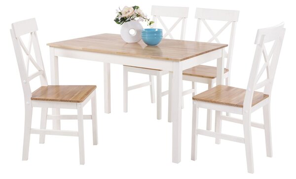 Set Woody Tavolo e 4 sedie Rovere Gambe Bianche