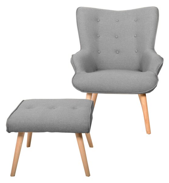 Set Biki Grigio Poltrona e Pouf Poggiapiedi