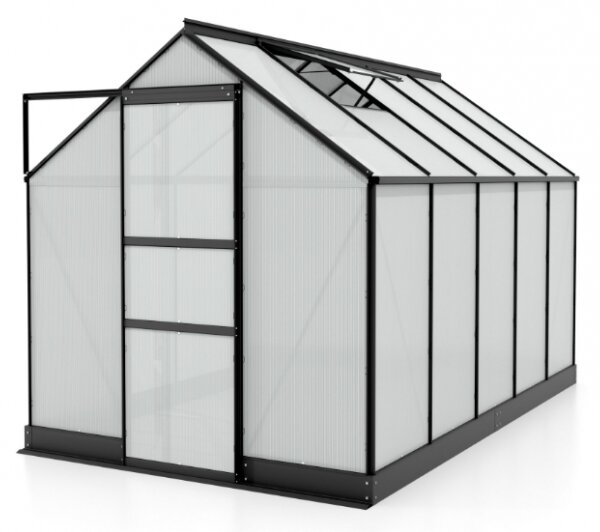 Serra da Giardino Vitavia Apollo 6200 195x323x207 cm in Alluminio Nero e Policarbonato con Fondamenta