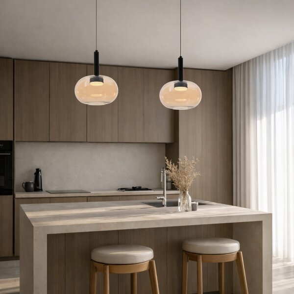 Lampada sospesa su cavo BUENO 1xGX53/9W/230V diam. 25 cm beige fumé