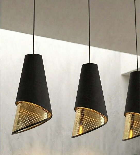 Lampadario a sospensione MODA 3xE27/15W/230V nero/oro