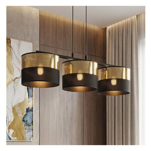 Lampadario sospeso LUX 3xE27/15W/230V nero/oro