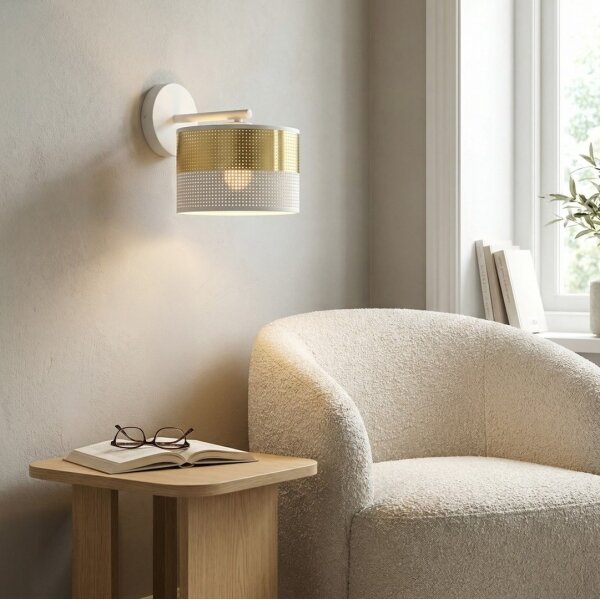 Applique LUX 1xE27/15W/230V bianca/dorata