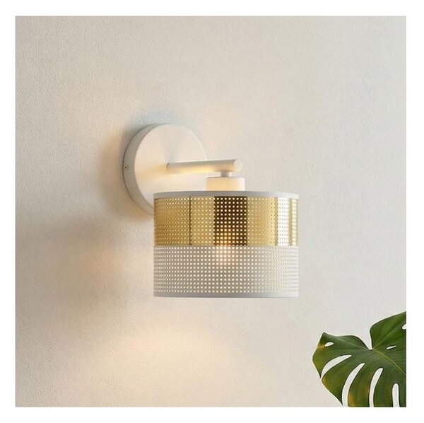 Applique LUX 1xE27/15W/230V bianca/dorata