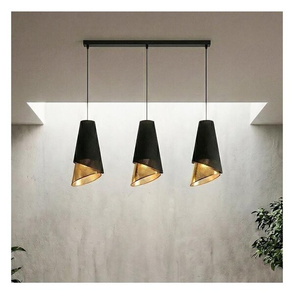 Lampadario a sospensione MODA 3xE27/15W/230V nero/oro