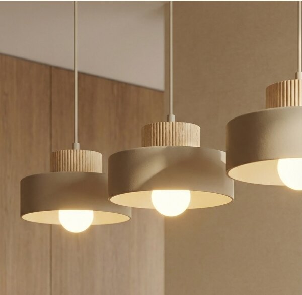 Lampadario a sospensione KIVI su cavo 3xE27/15W/230V beige