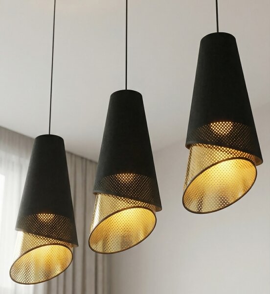 Lampadario a sospensione MODA 3xE27/15W/230V nero/oro