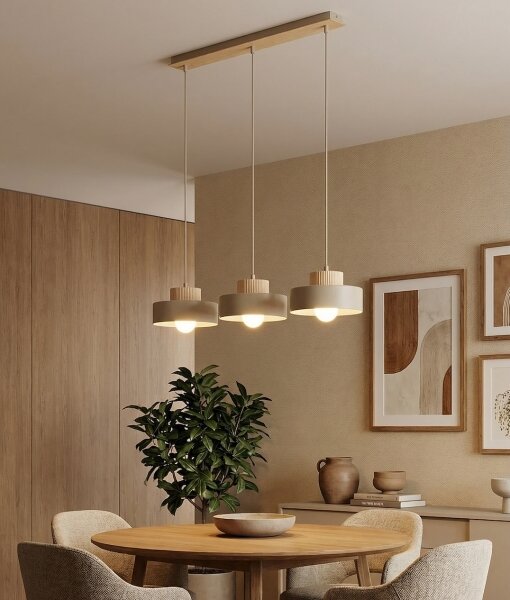 Lampadario a sospensione KIVI su cavo 3xE27/15W/230V beige