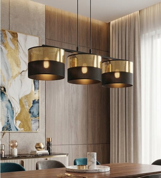 Lampadario sospeso LUX 3xE27/15W/230V nero/oro