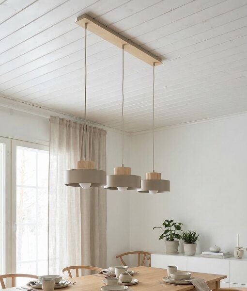 Lampadario a sospensione KIVI su cavo 3xE27/15W/230V beige