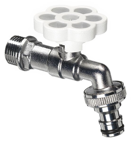 Rubinetto a Sfera per Fontana da Giardino con Fiore Colorato Belfer RUB/029 Bianco