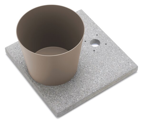 Base con Vaschetta per Fontane con Ghiera Piccola 40x40x5 cm in Cemento Belfer 42/BSE/4 Tortora