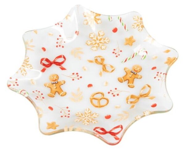 Piatto da portata bianco in vetro a tema natalizio ø 15 cm Gingerbread – Dakls