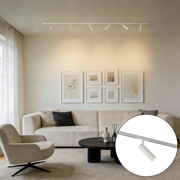 Sistema di illuminazione a binario moderno con 6 faretti bianco 1 fase - Slimline Uzzy