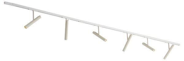 Sistema di illuminazione a binario moderno bianco con 6 faretti beige monofase - Slimline Avery