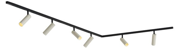 Sistema di illuminazione a binario moderno con 6 faretti beige monofase - Slimline Uzzy