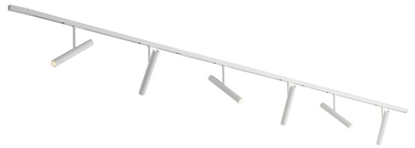 Sistema di illuminazione a binario moderno bianco con 6 faretti bianchi monofase - Slimline Avery