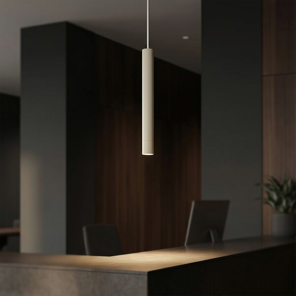 Lampada a sospensione moderna beige e bianca per sistema a binario monofase - Iconic Frini