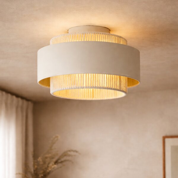 Plafoniera moderna beige con corda - Kora